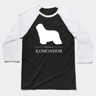 Komondor Dog White Silhouette Baseball T-Shirt